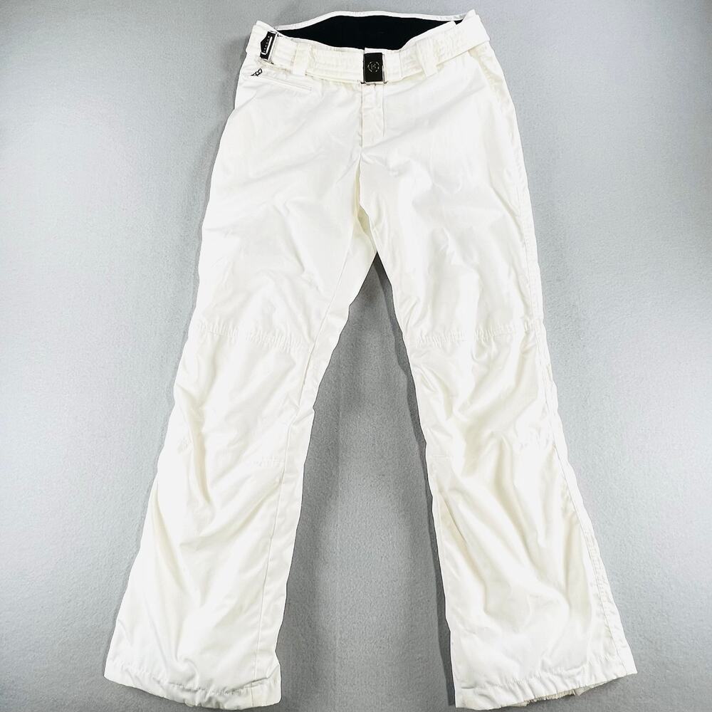 Bogner White Belted Insulated Ski Snow Pants US 8